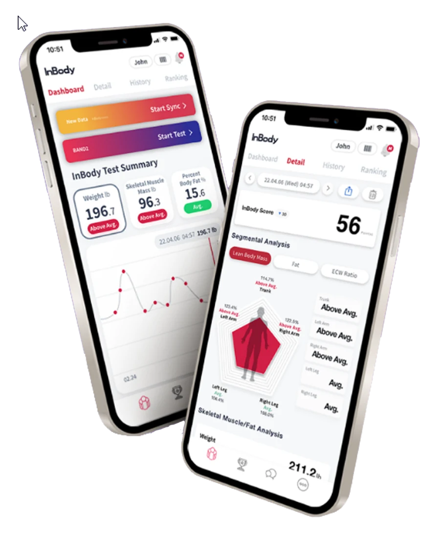 InBody app showing health data